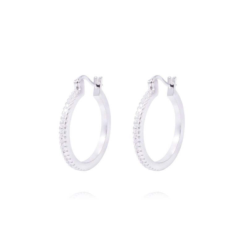 Aros Plata Esterlina 925 Argollas Circonitas en Pavé-0