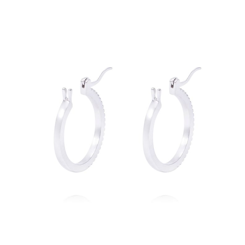 Aros Plata Esterlina 925 Argollas Circonitas en Pavé-2