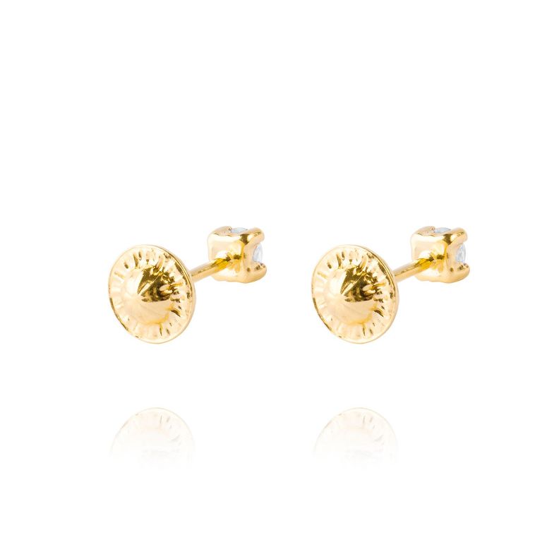 Aros de Oro 9kt Circon Mediano 4 Grifas-2