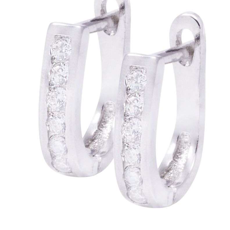 Aros Plata Esterlina 925 Argollas con Circonitas Engastadas-1