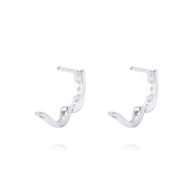 Aros Plata Esterlina 925 Argollas con Circonitas Engastadas-2