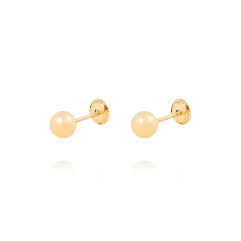 Aros de Oro 18kt bola 5,0mm Tornillo Hilo Tope-0