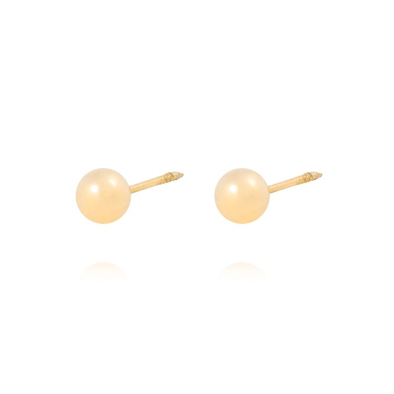 Aros de Oro 18kt bola 5,0mm Tornillo Hilo Tope-1