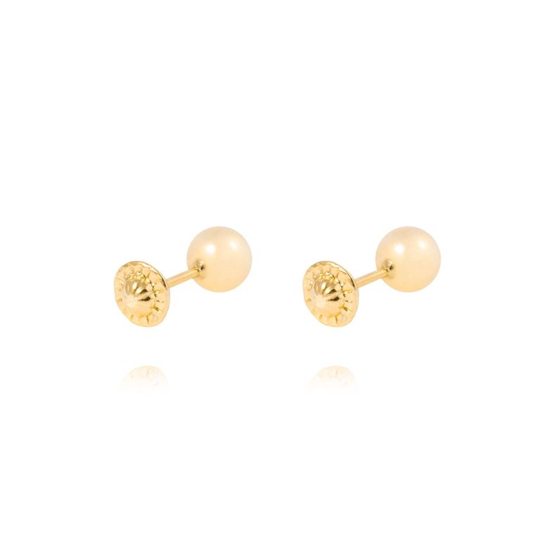 Aros de Oro 18kt bola 5,0mm Tornillo Hilo Tope-2