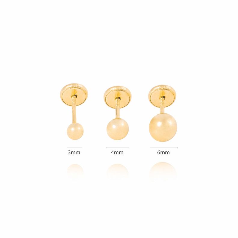 Aros de Oro 18kt bola 5,0mm Tornillo Hilo Tope-3