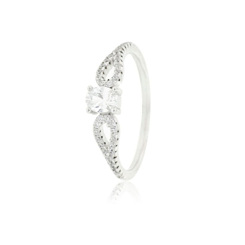 Anillo de Plata Esterlina 925 Solitario en Gota-0