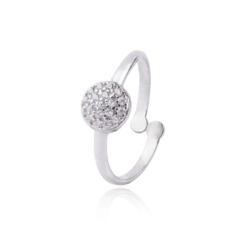 Anillo de Plata Esterlina 925 Abierto Circulo Circon-0