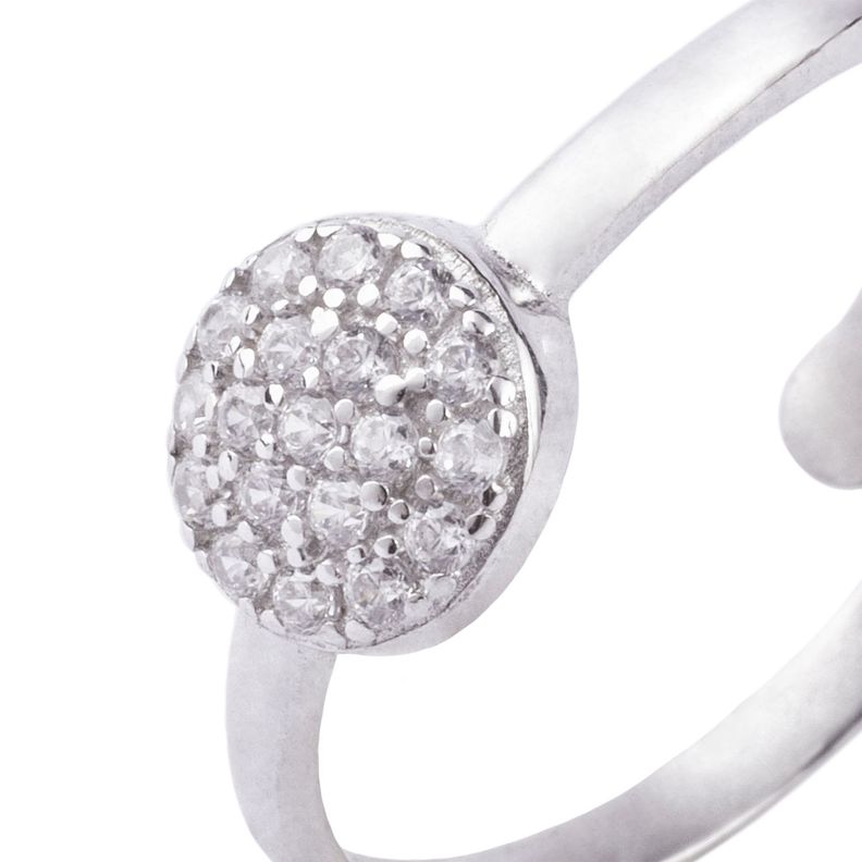 Anillo de Plata Esterlina 925 Abierto Circulo Circon-1