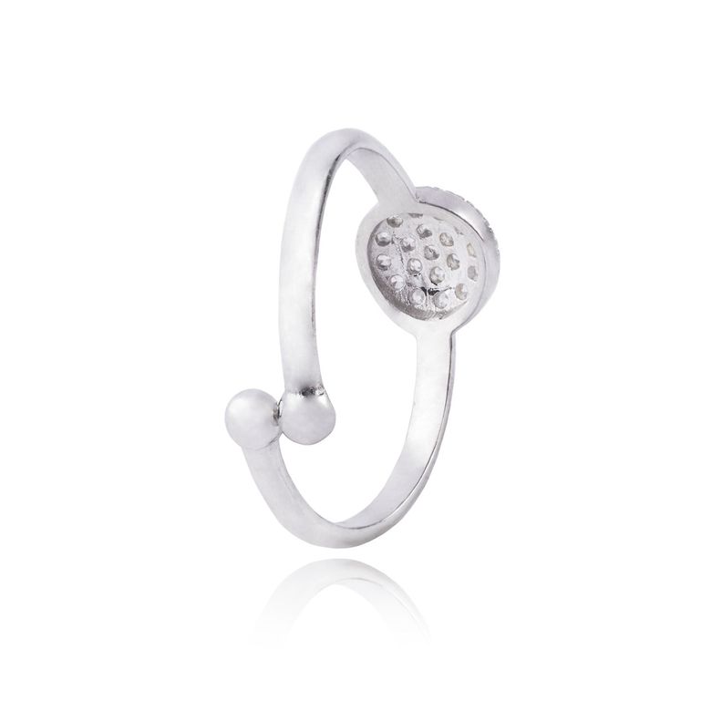 Anillo de Plata Esterlina 925 Abierto Circulo Circon-2