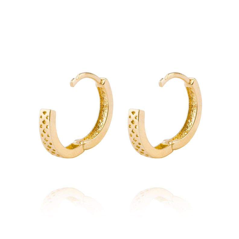 Aros Oro Amarillo 18kt Argollas Circonita Zigzag-1