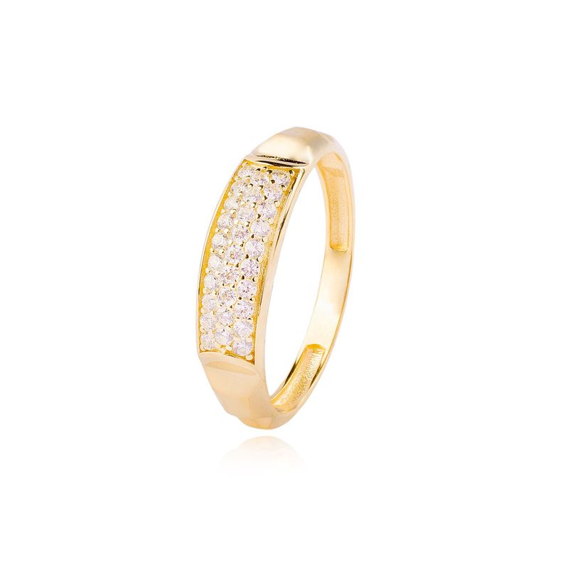 Anillo de Oro 18kt Relieve con Circonitas-0