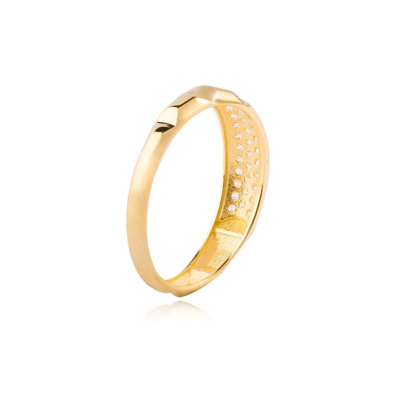 Anillo de Oro 18kt Relieve con Circonitas-2