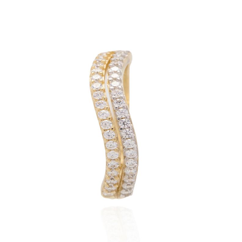 Anillo Compromiso de Oro 18Kt Cintillo doble Circon-0