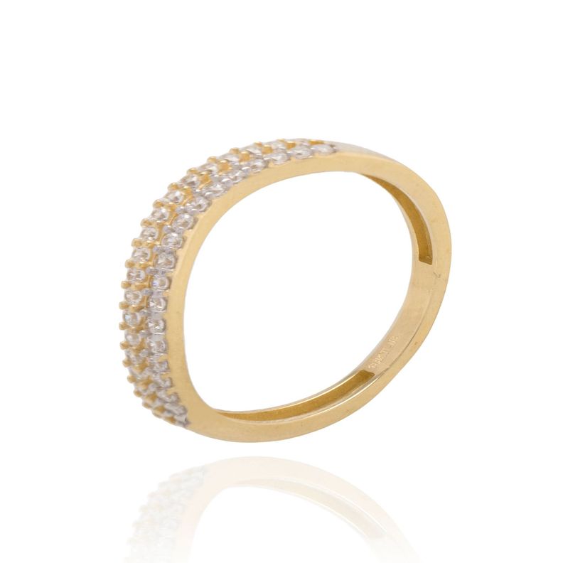 Anillo Compromiso de Oro 18Kt Cintillo doble Circon-1