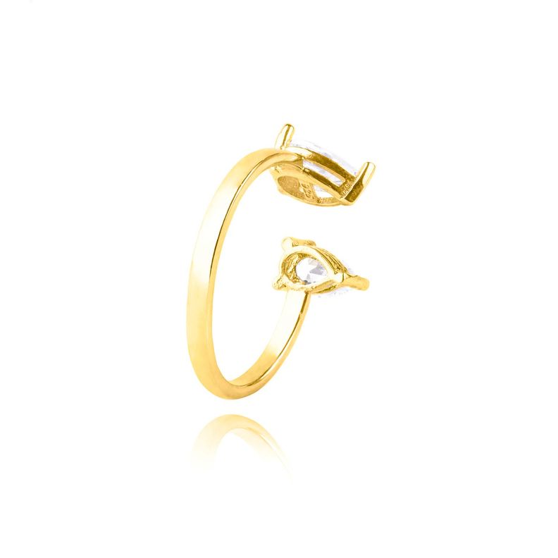 Anillo de Plata Esterlina 925 Doble Gota Revestido en Oro 18kt-2