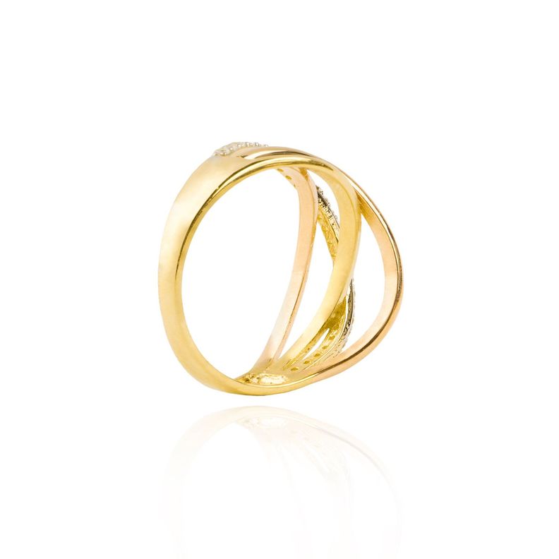 Anillo de oro  18kt Circón Bicolor cruzado-1