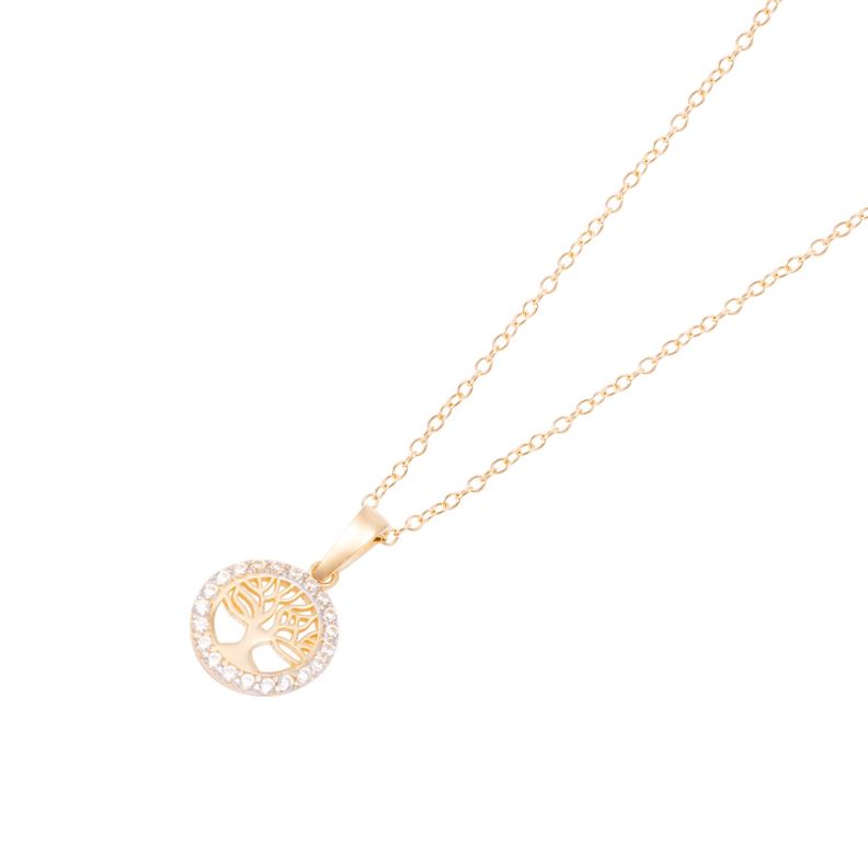 Collar de Oro de 18kt Circonita arbolito de vida-0