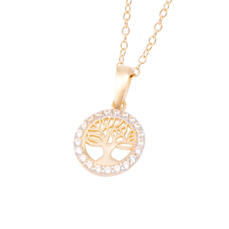 Collar de Oro de 18kt Circonita arbolito de vida-1
