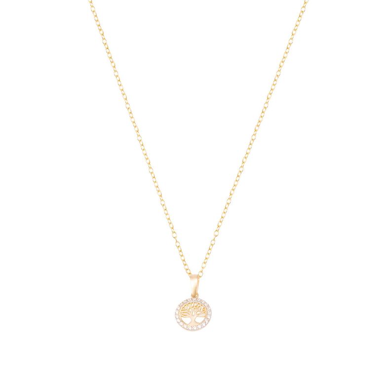 Collar de Oro de 18kt Circonita arbolito de vida-2