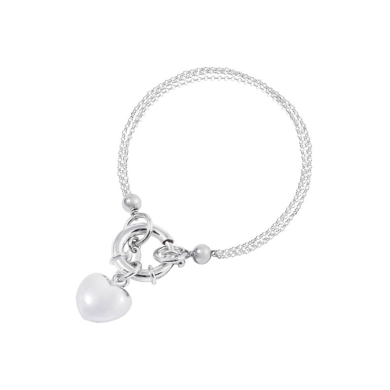 Pulsera de Plata Esterlina 925 Corazón Timón-0