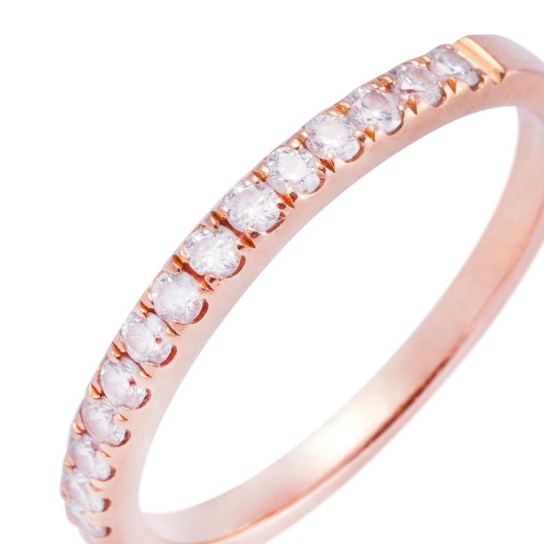 Anillo Compromiso de Oro de 18kt Medio cintillo 22 puntos de diamante-1
