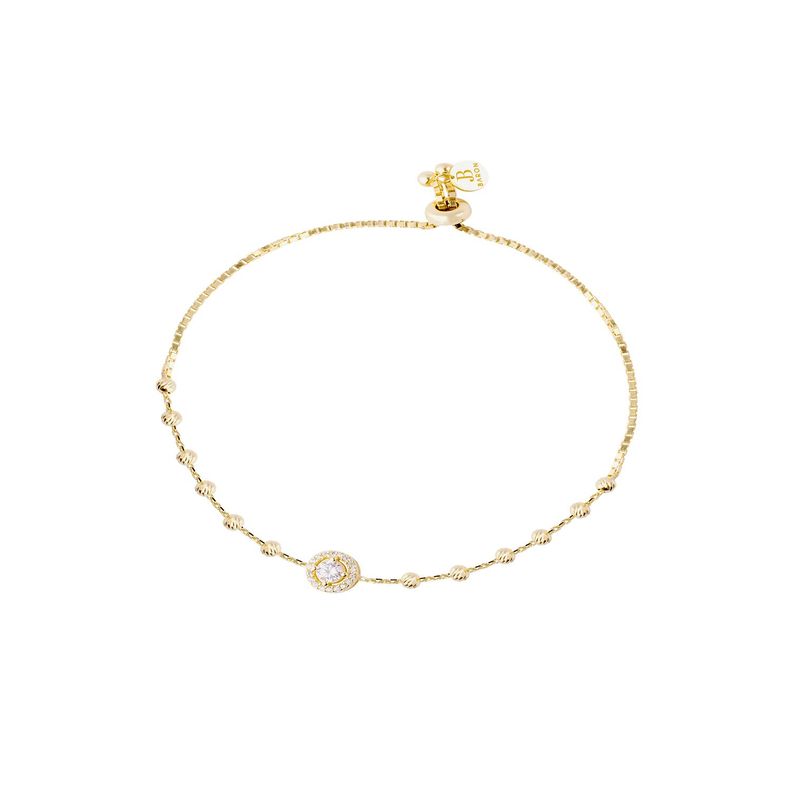 Pulsera Plata Esterlina 925 Revestido Central Ajustable-0