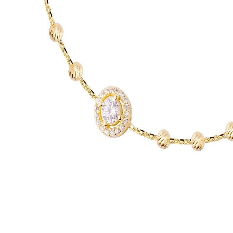 Pulsera Plata Esterlina 925 Revestido Central Ajustable-2