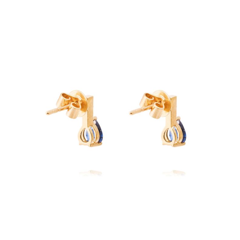 Aros de Oro Amarillo 18kt con 4Pts Diamante y 87Pts Zafiro-2