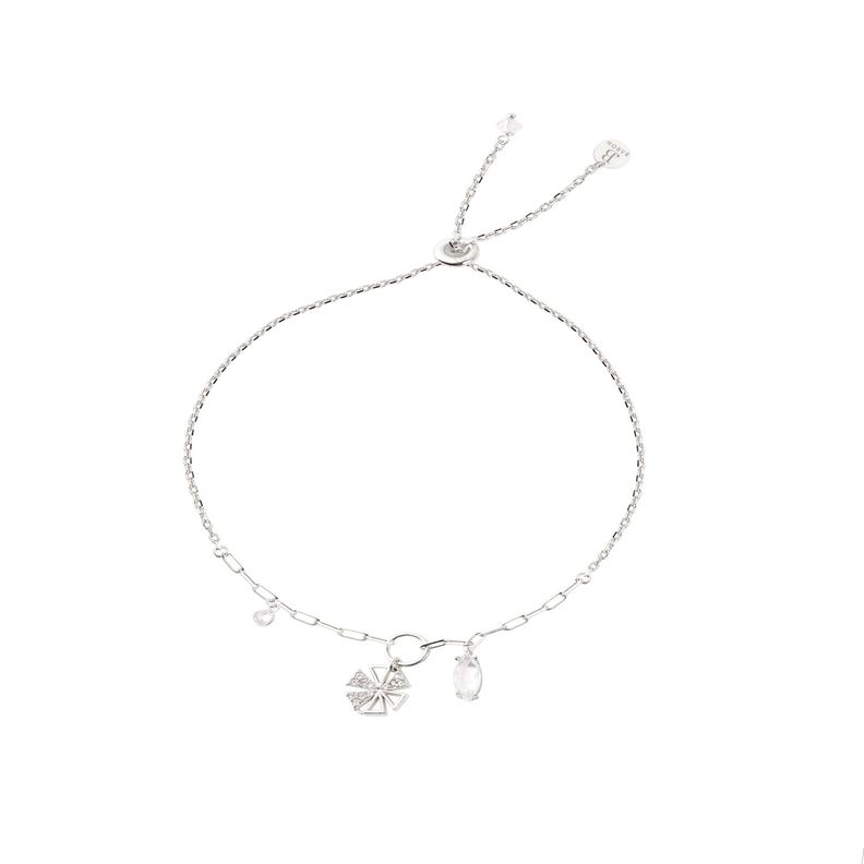 Pulsera Plata Esterlina 925 Anillo Trébol Circonitas-2