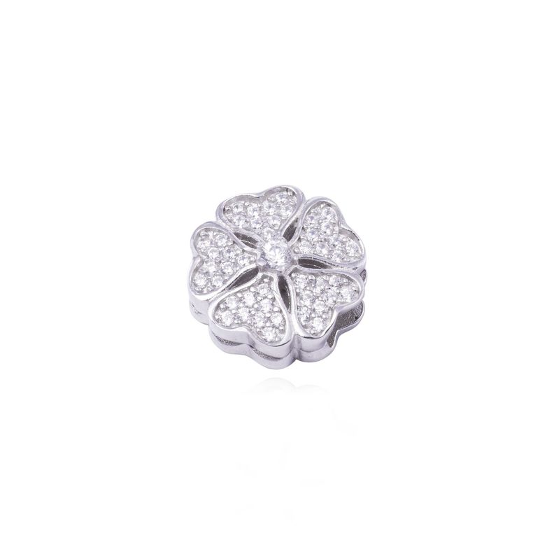 Dije de Plata broche Trébol 5 hojas con Circonita-0