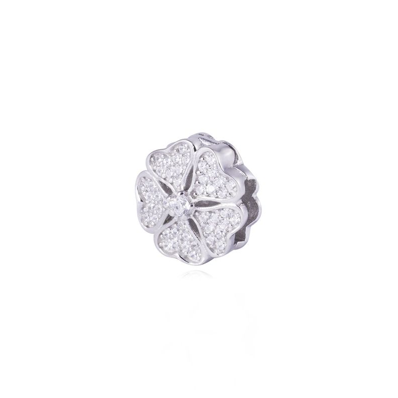 Dije de Plata broche Trébol 5 hojas con Circonita-1