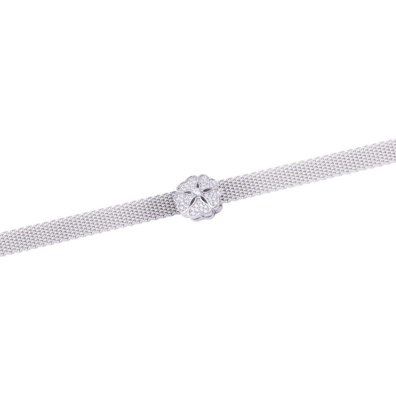 Dije de Plata broche Trébol 5 hojas con Circonita-2