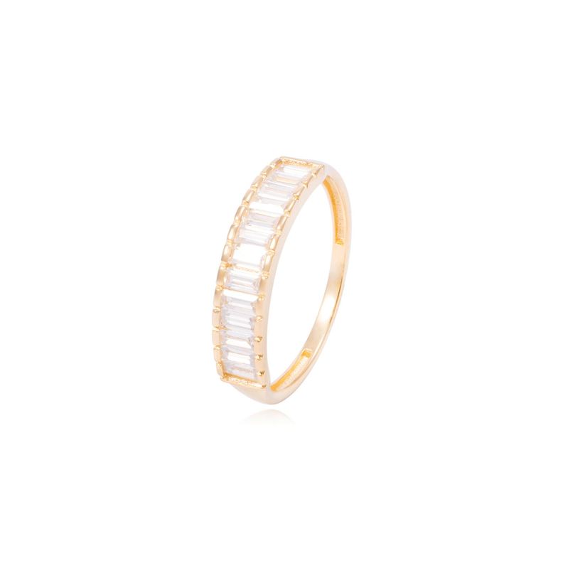 Anillo Compromiso de Oro de 18kt Medio cintillo baguette-0