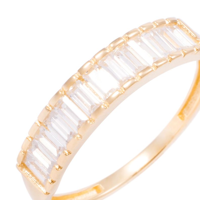 Anillo Compromiso de Oro de 18kt Medio cintillo baguette-1