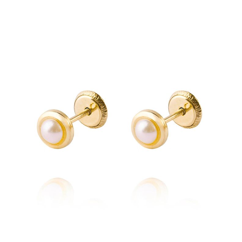 Aros de Oro 18kt Modelo de 3mm Perla Cultivada-0