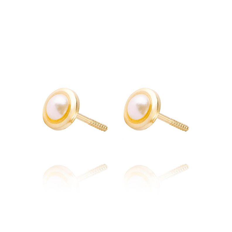 Aros de Oro 18kt Modelo de 3mm Perla Cultivada-1