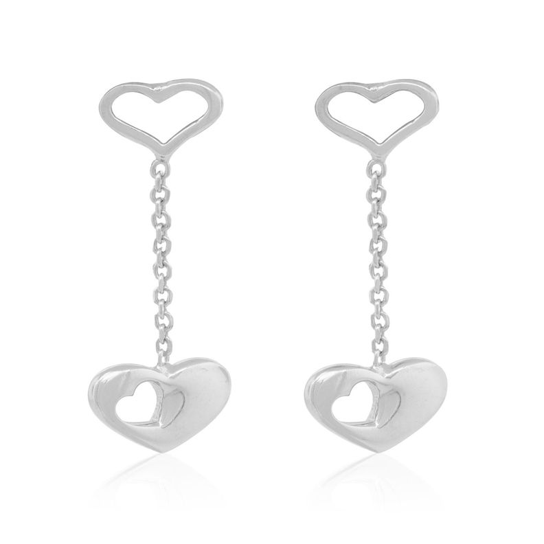 Aros de Plata Esterlina 925 Corazón Cadena-0