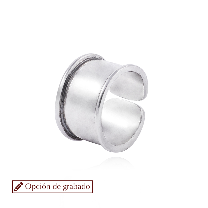 Anillo de Plata Esterlina 925 Tubo Bisel-0