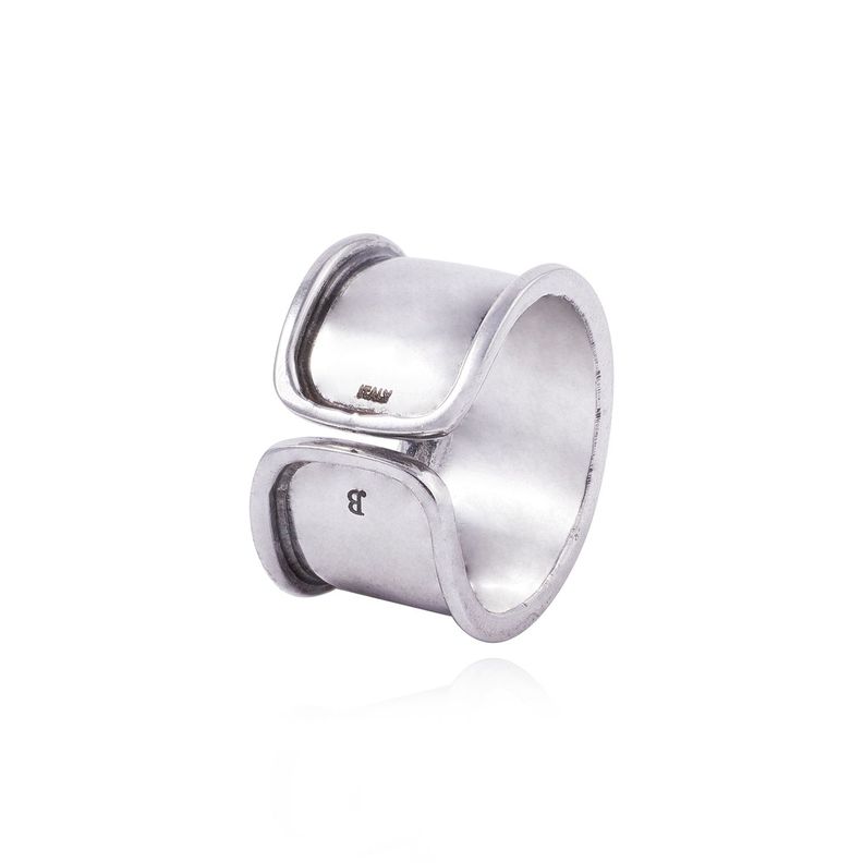 Anillo de Plata Esterlina 925 Tubo Bisel-2