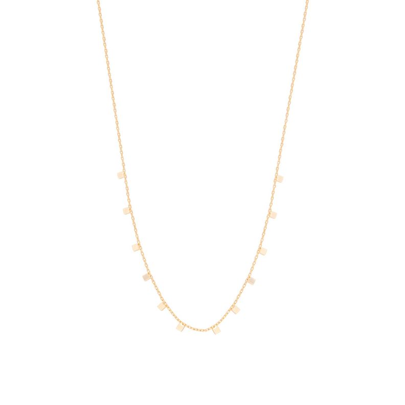 Collar de Plata Esterlina 925 Choker cuadrado Bañado en Oro 14kt-0