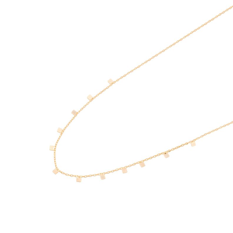 Collar de Plata Esterlina 925 Choker cuadrado Bañado en Oro 14kt-1