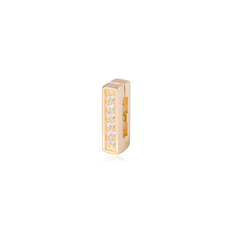 Dije de Plata broche Letra I con Circonita Revestido en Oro 18kt-1