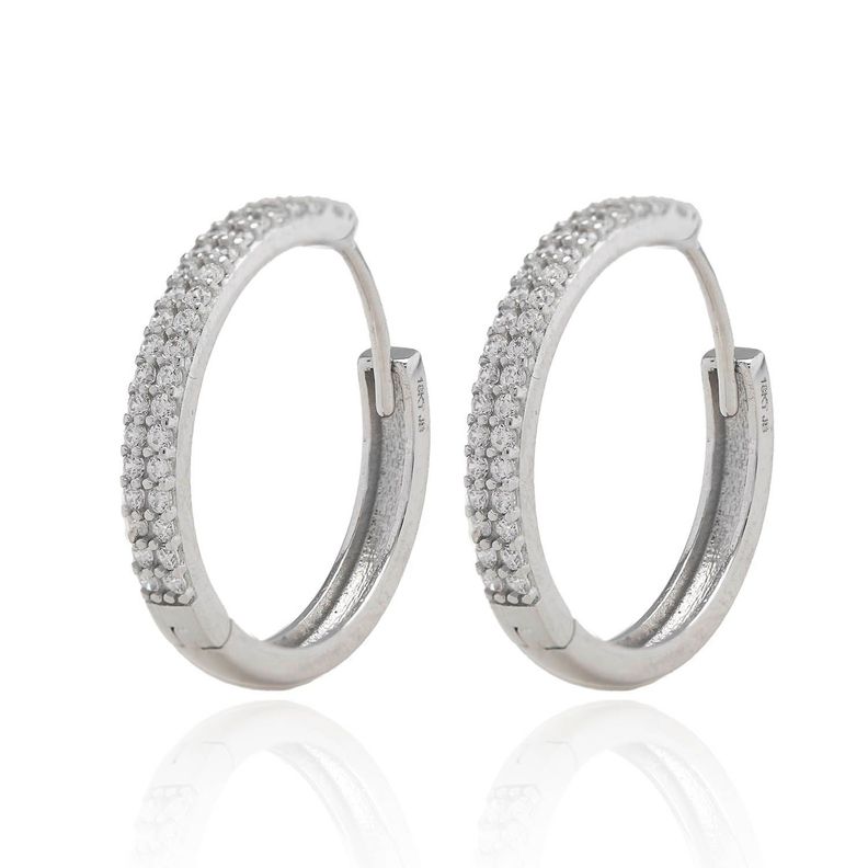 Aros de Oro Blanco 18kt Argolla Grifa con Circon-0