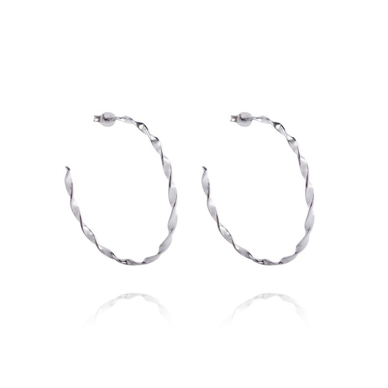 Aros de Plata Esterlina 925 Argollas Doblada-0