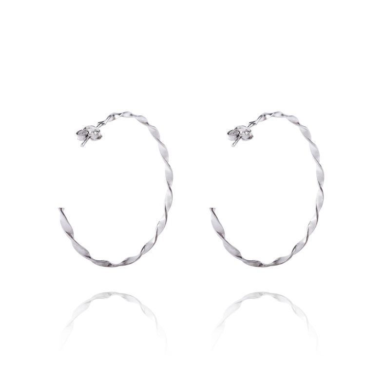 Aros de Plata Esterlina 925 Argollas Doblada-1
