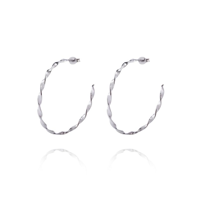 Aros de Plata Esterlina 925 Argollas Doblada-2