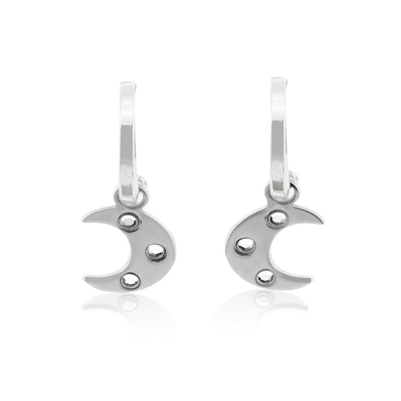 Aros de Plata Esterlina 925 Argollas Luna-0