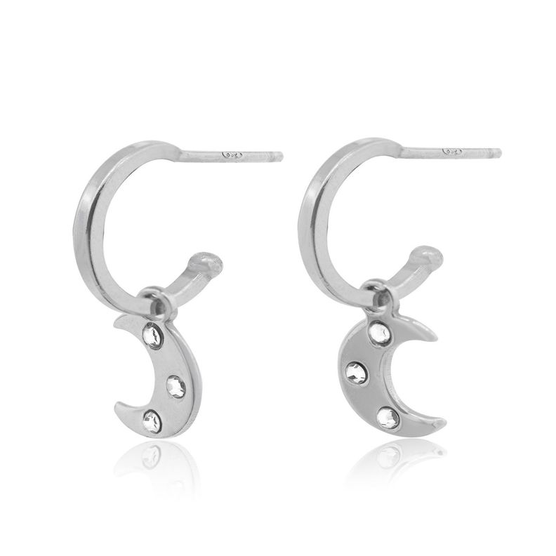 Aros de Plata Esterlina 925 Argollas Luna-2