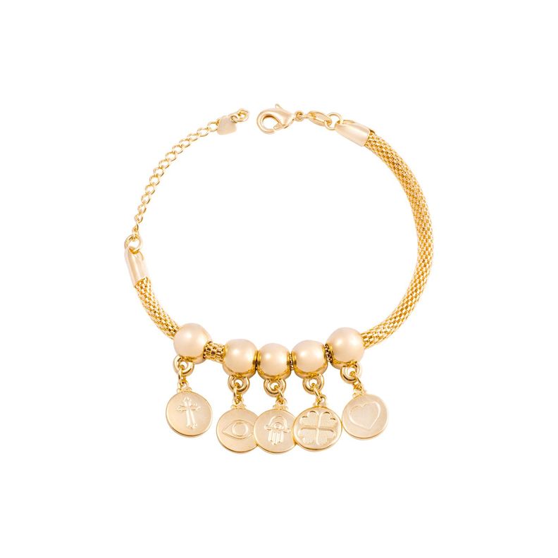Pulsera de Plata Esterlina 925 Protectora dijes Bañado en Oro 14kt-0