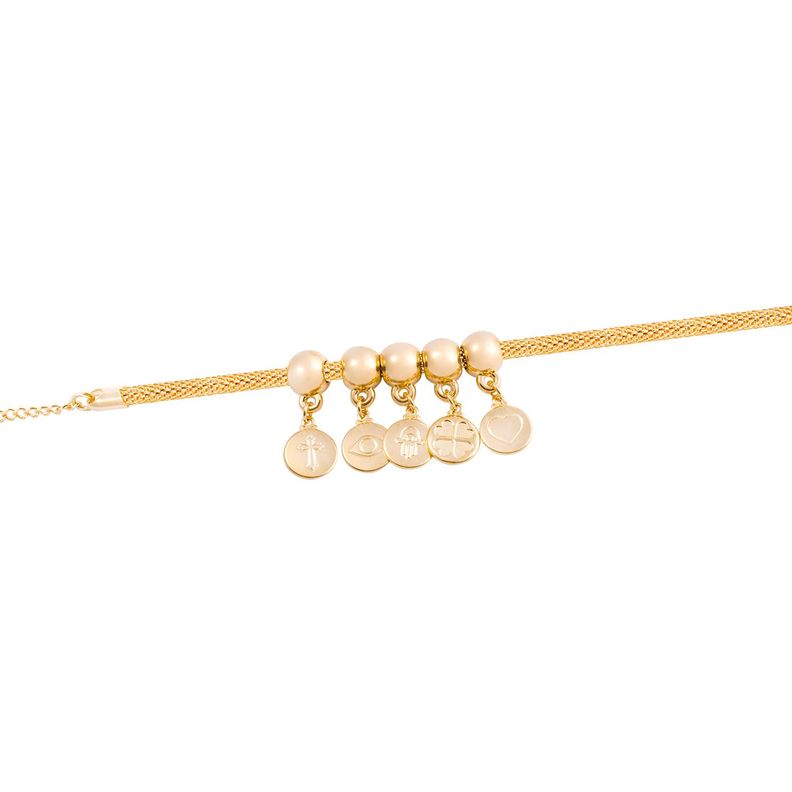 Pulsera de Plata Esterlina 925 Protectora dijes Bañado en Oro 14kt-1